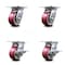 Service Caster 4 Inch Poly on Aluminum Swivel Caster Set with Roller Bearings 2 Brakes SCC SCC-35S420-PAR-2-SLB-2 - alternate 1